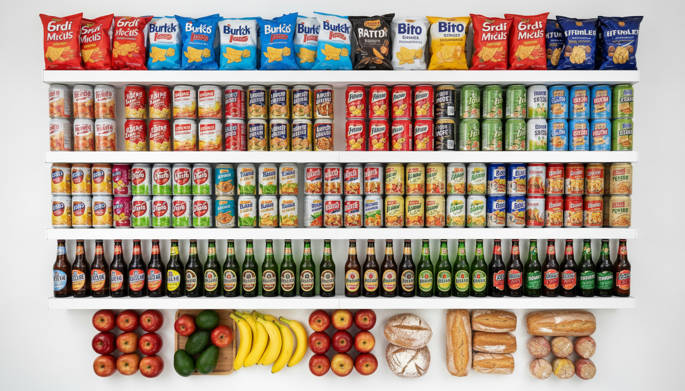 Tienda de abarrotes con productos organizados