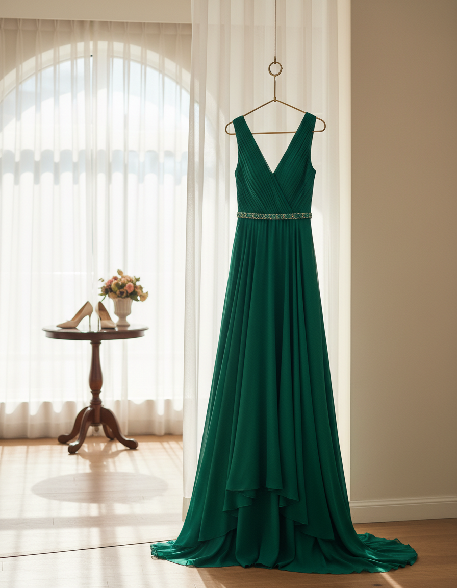 Vestido de fiesta verde esmeralda