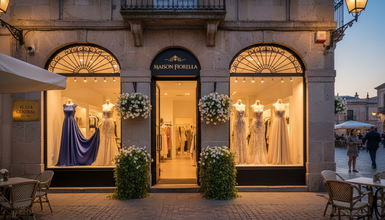 Fachada de Boutique Lumina al atardecer