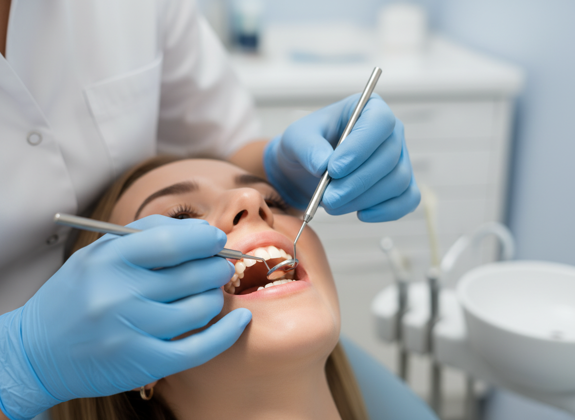 Dentista profesional en consultorio