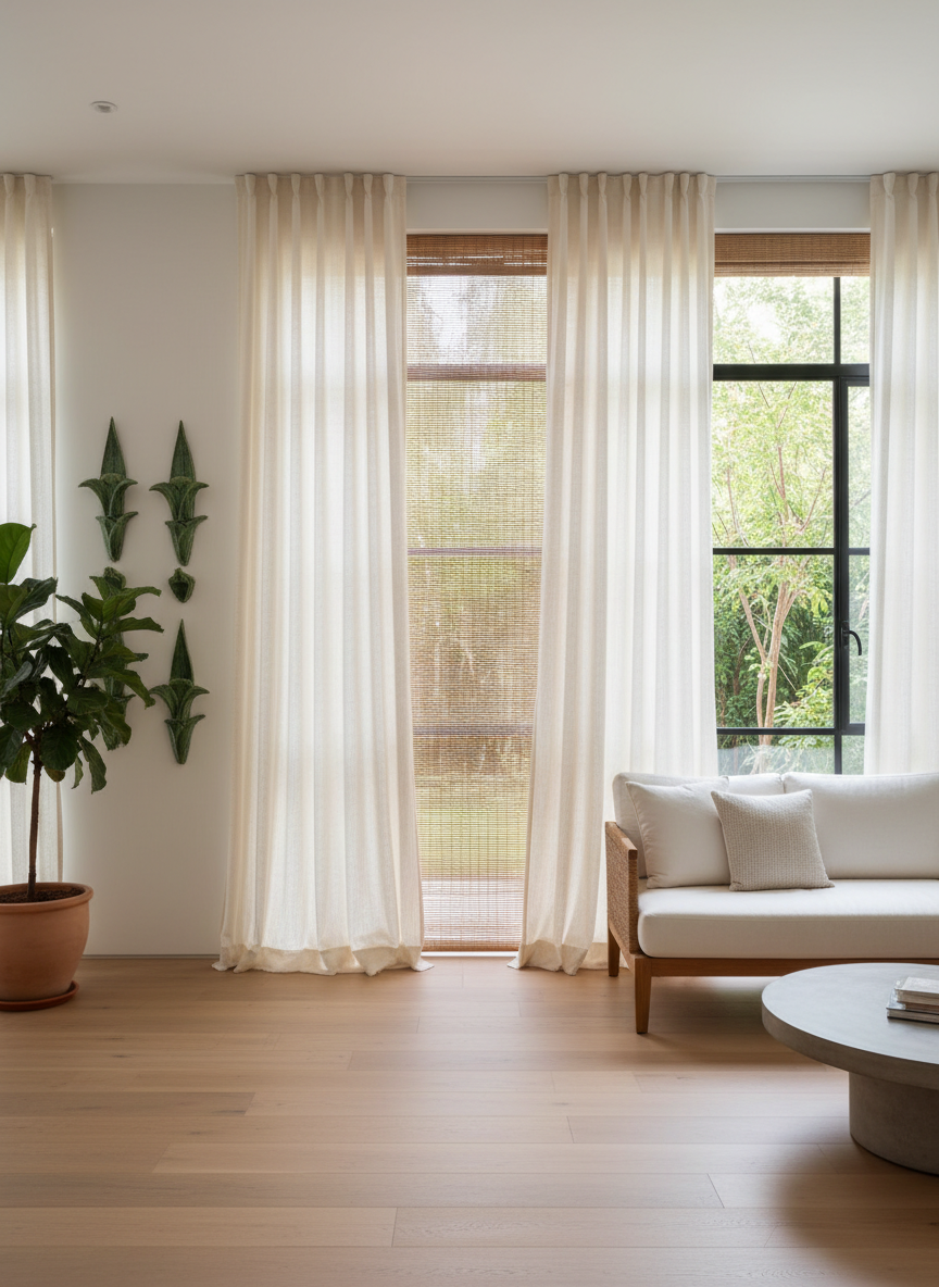 Cortinas modernas instaladas en sala