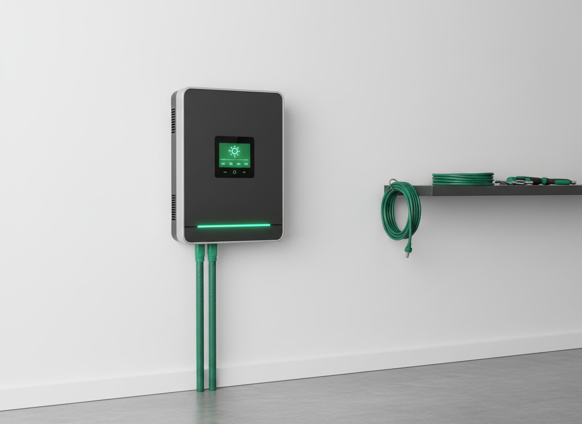 Inversor solar inteligente en instalación residencial