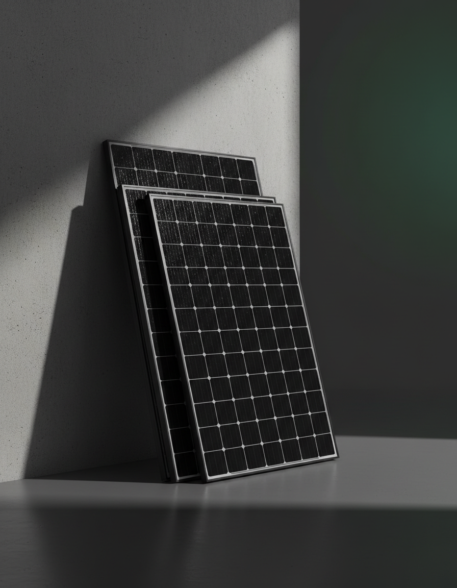 Paneles solares premium en exhibición