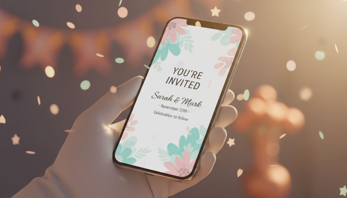 Invitación digital elegante en smartphone