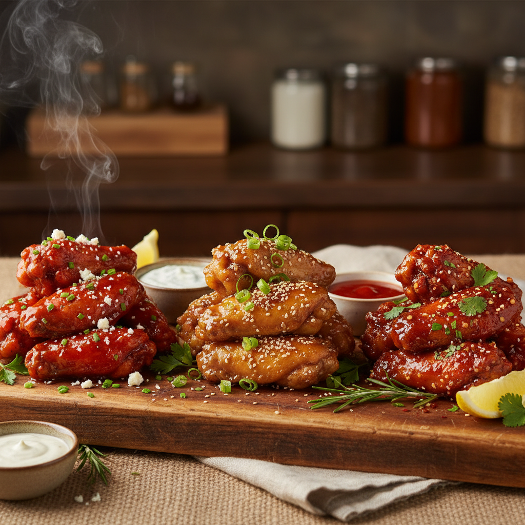 Alitas de pollo con diversos sabores