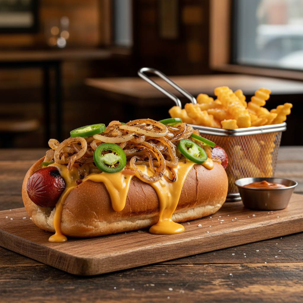 Hot dog jumbo con papas