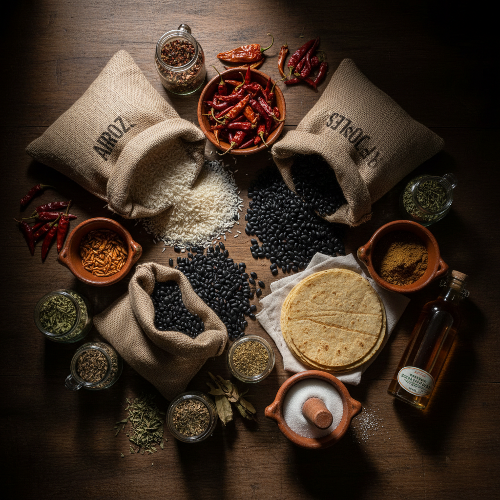Arroz, frijol y azúcar