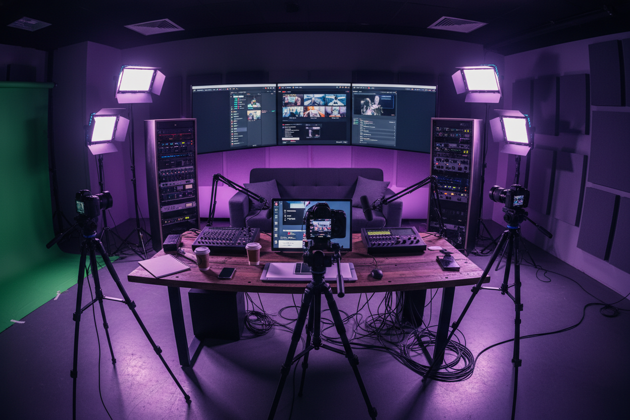 Estudio de producción con equipos profesionales